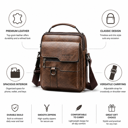 Top-Grain Leather Vertical Crossbody Bag | ribuella
