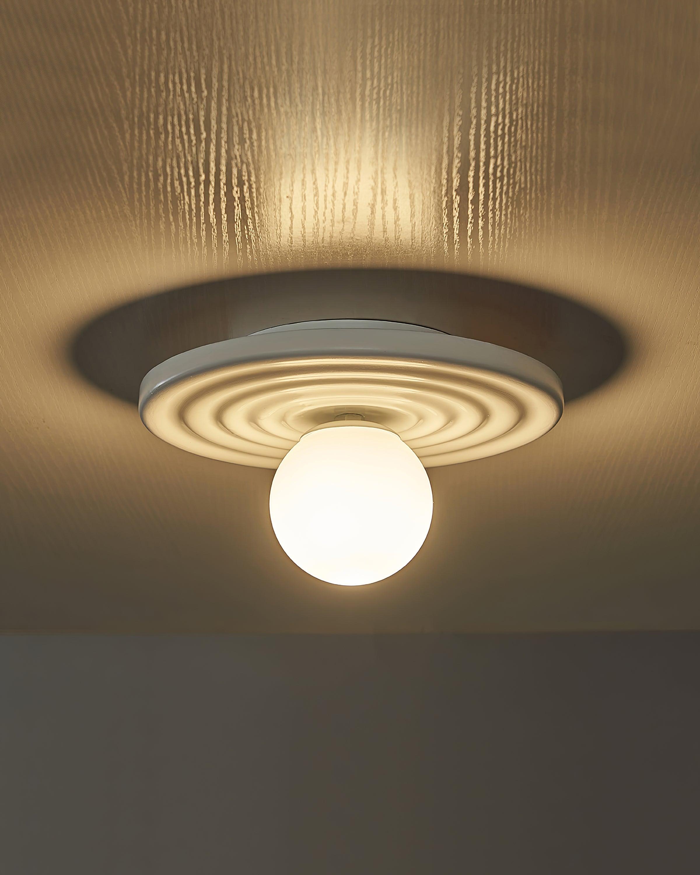 Francie Ceiling Light, Circular Disc Shape, Wabi Sabi Details, Warm Ambient Glow