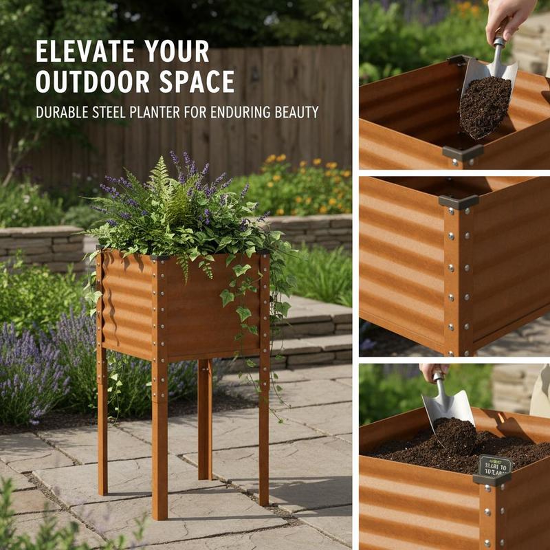 SturdySteel – Weather-Resistant Elevated Planter | ribuella
