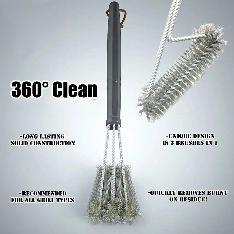 Brosse de nettoyage pour grille de barbecue en acier inoxydable - Élimine les résidus brûlés - Prise en main sûre - FireScrub | ribuella