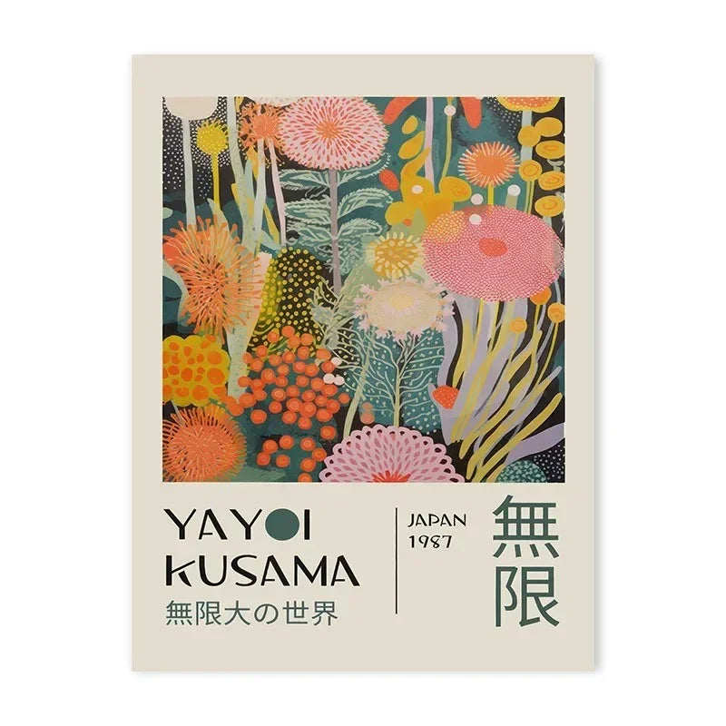 Japanese Inspired Wall Art Print, Vivid Colors And Striking Modern Patterns