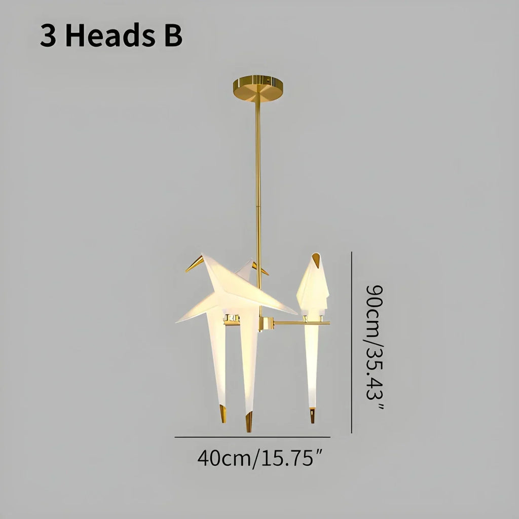 Origami Paper Crane Chandelier With Sculptural Hanging Forms