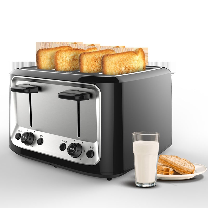 Tostapane da forno a 4 fette, parte superiore in acciaio inossidabile spazzolato, doppi comandi indipendenti