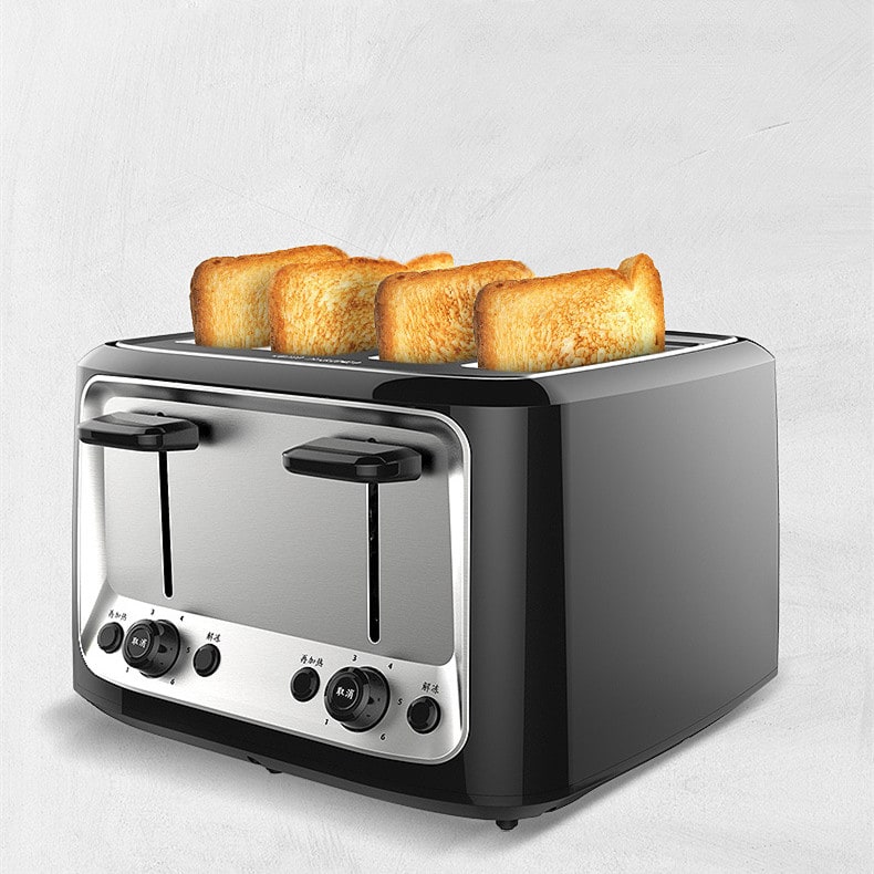 Tostapane da forno a 4 fette, parte superiore in acciaio inossidabile spazzolato, doppi comandi indipendenti