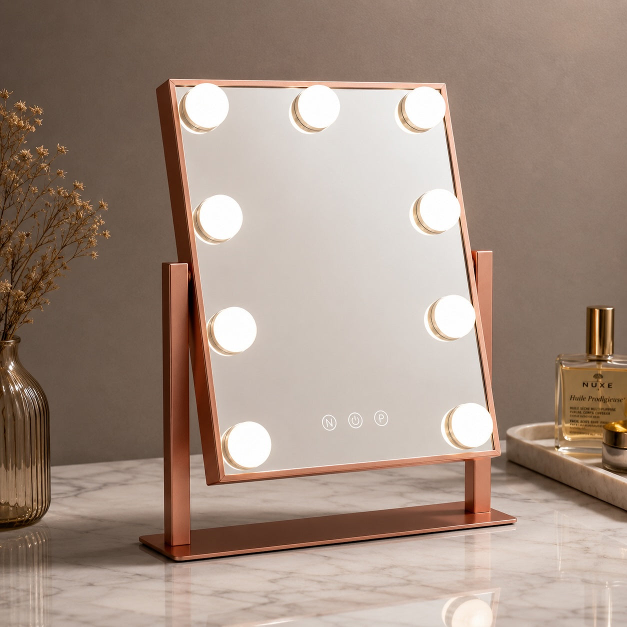 Hollywood Vanity Mirror with Lights Dimmable LED Bulbs 360° Rotating Touch Sensor | ribuella