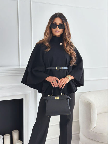 Poncho Col Montant Ceinturé
