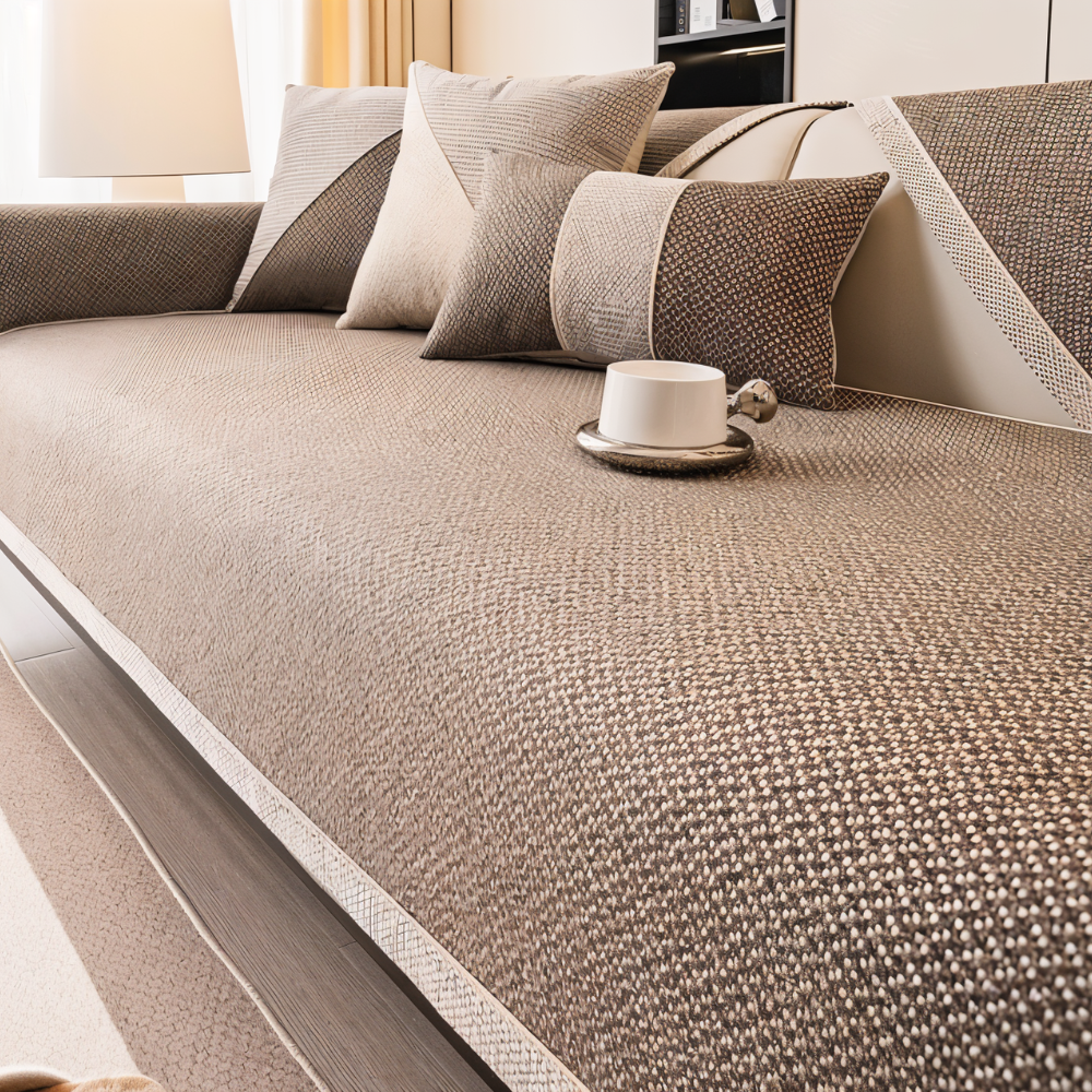 Decorative Quilted Sofa Cover Designed With Antislip Backing Layer