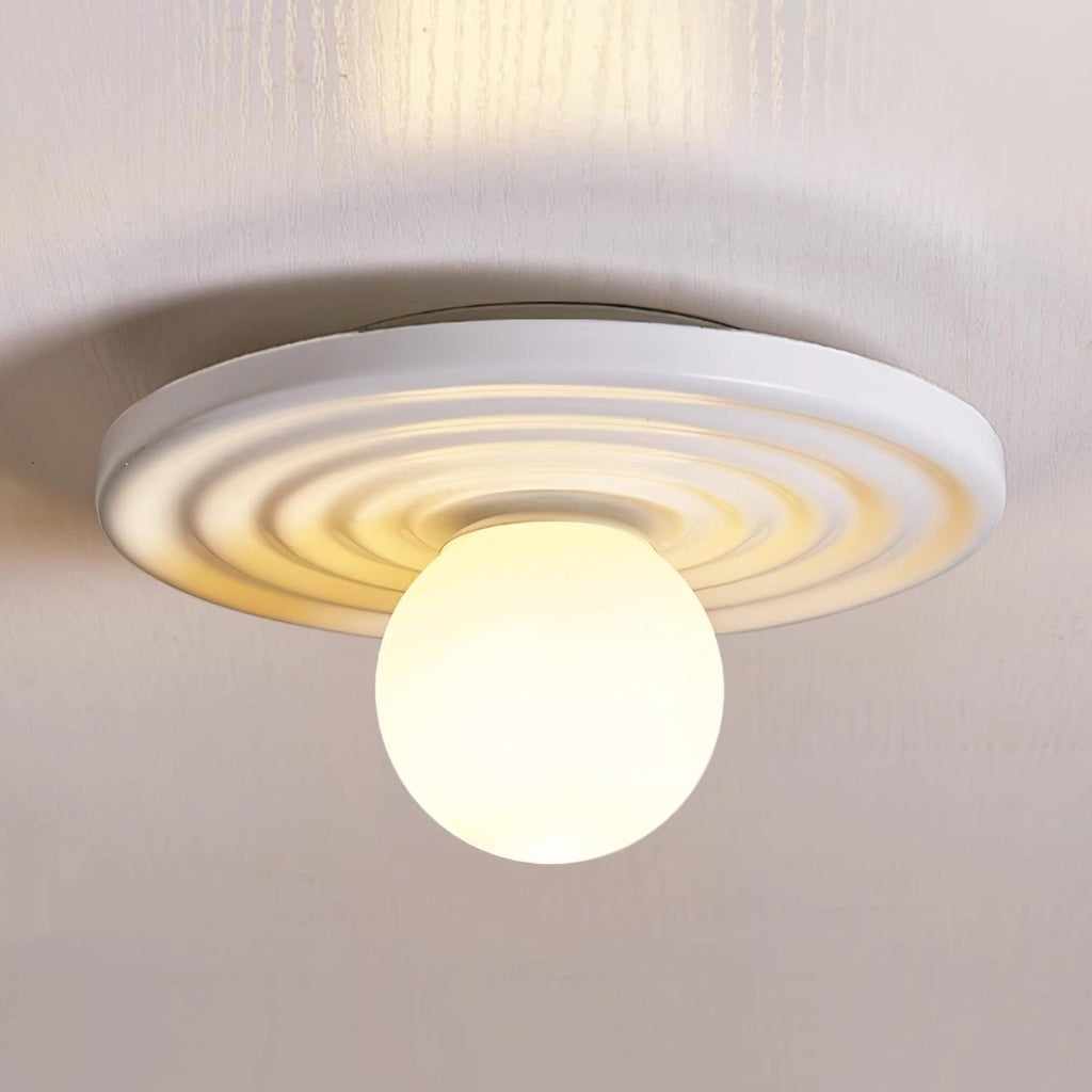 Francie Ceiling Light, Circular Disc Shape, Wabi Sabi Details, Warm Ambient Glow