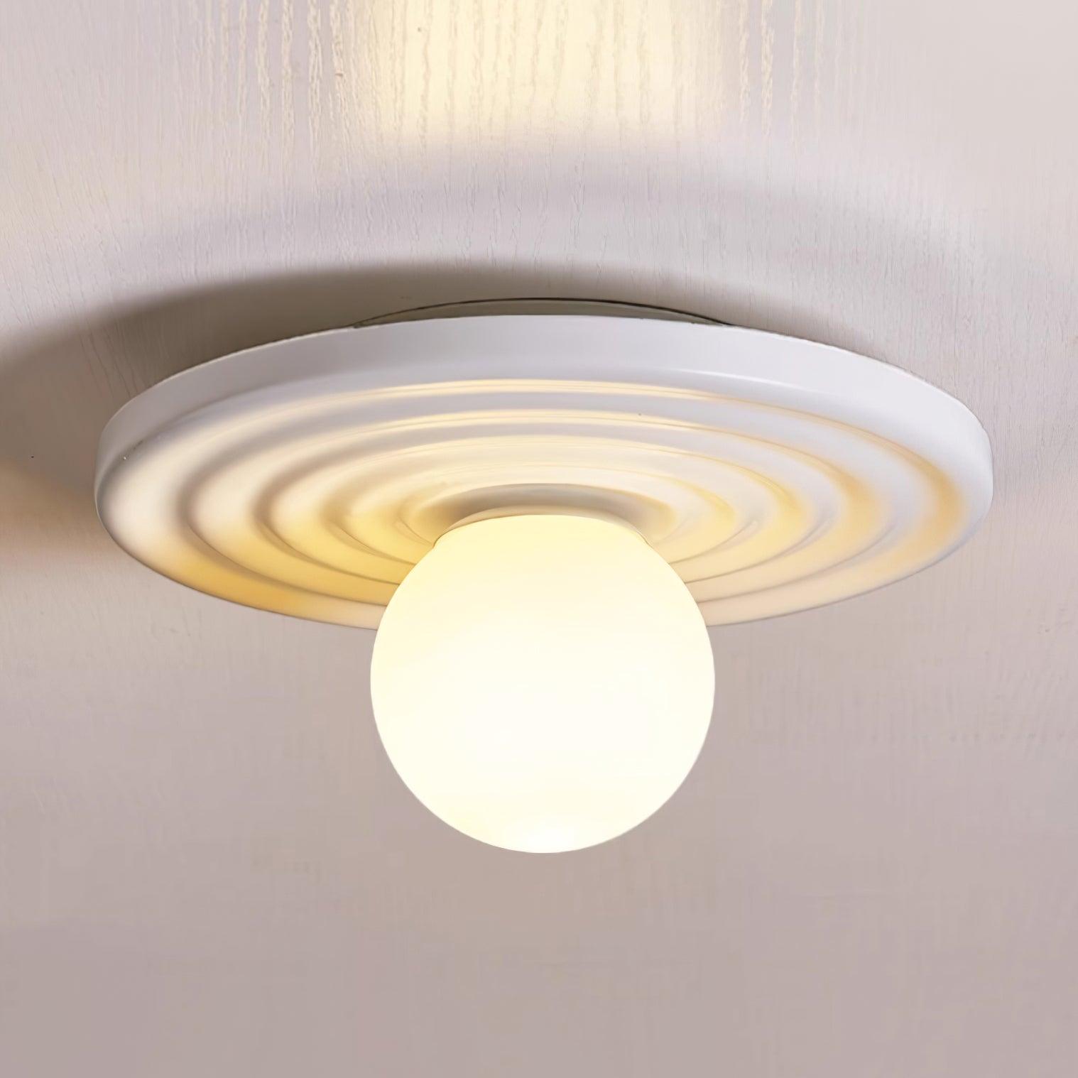 Francie Ceiling Light, Circular Disc Shape, Wabi Sabi Details, Warm Ambient Glow