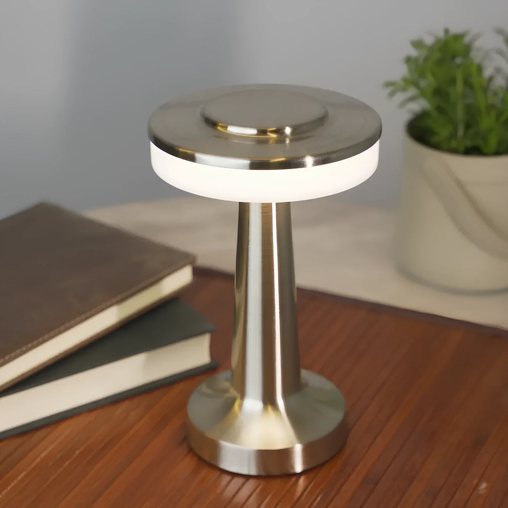 Dimbar retro-bordlampe med elegant, trådløs og bærbar design