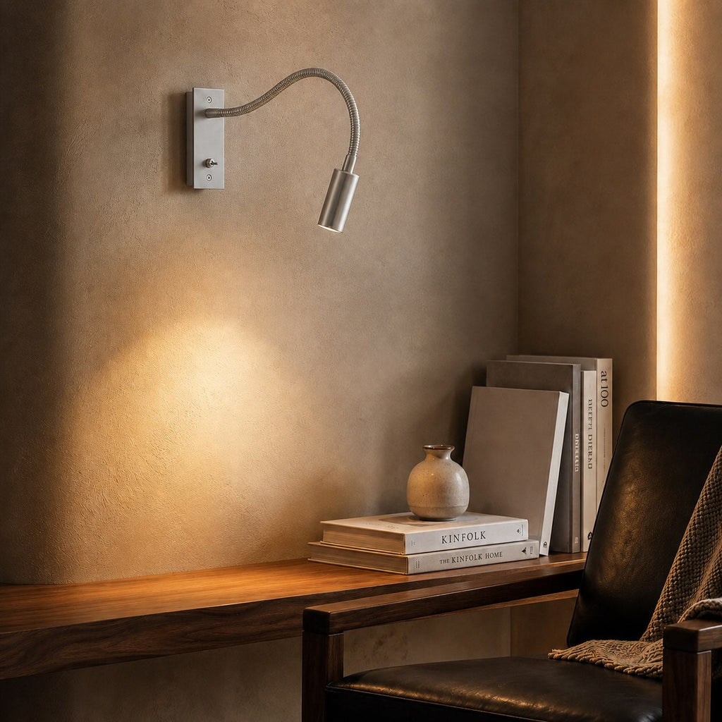 Industrial Wall Light Adjustable Gooseneck Aluminum Integrated LED Task Lamp 3000K Warm White | ribuella