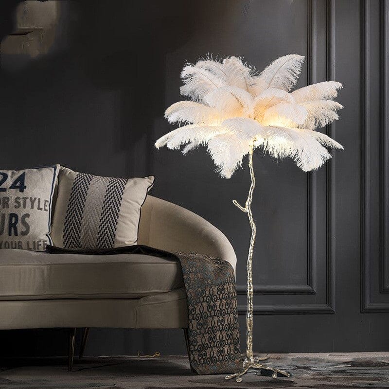Lampadaire AuraFeather de luxe — design contemporain texturé