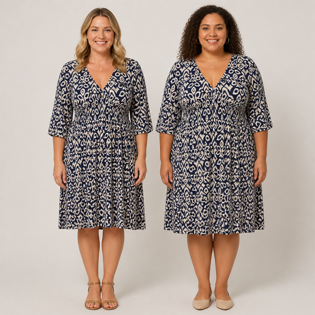 Serenelle Floral V-Neck Dress | Abrace as suas curvas com confiança natural durante todo o dia | ribuella