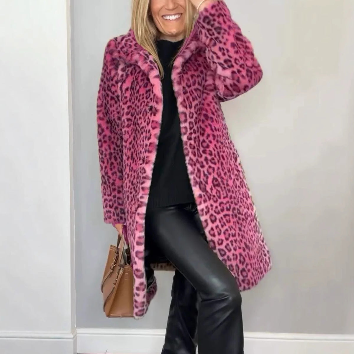 Manteau Mi-Long Imprimé Léopard