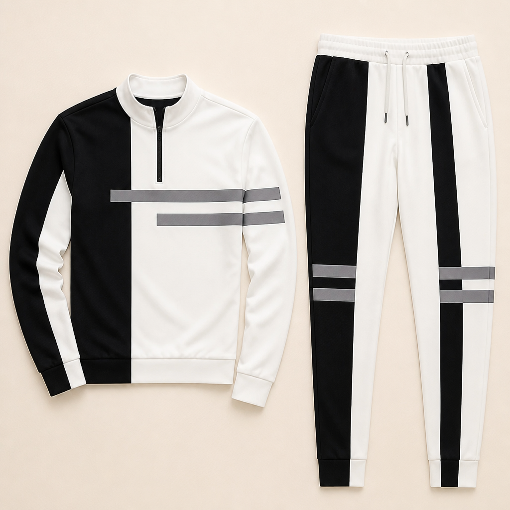 RevitaFit – Striking Color-Block Two-Piece Set with Half-Zip Mock Neck | ribuella