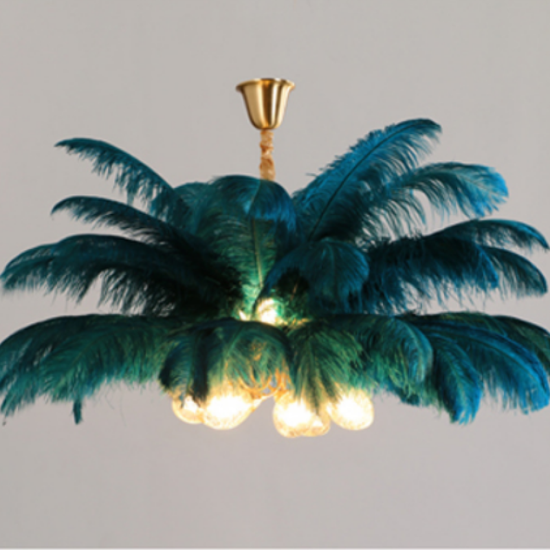 O'Moore Nordic Luxury Pendant Light, Brass/Feather - Neutralighting