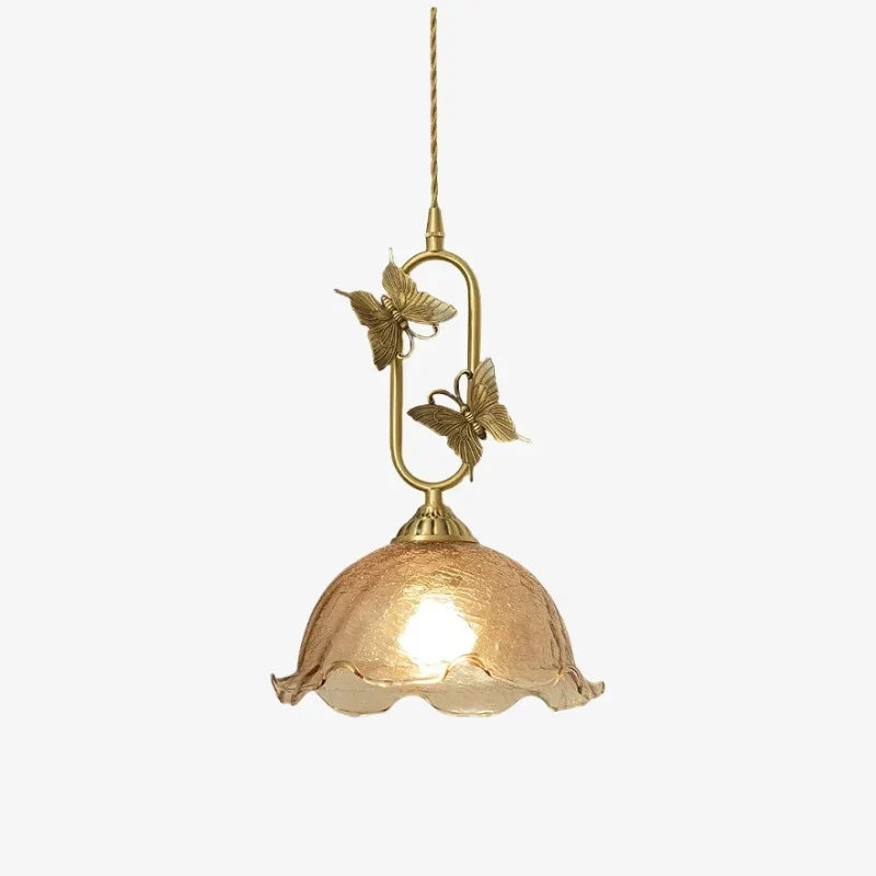 Vintage French Copper Butterfly Pendant Lamp
