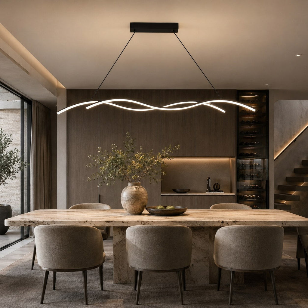 Modern Black Pendant Light Hanging Aluminum Adjustable Dimmable LED for Kitchen Island | ribuella