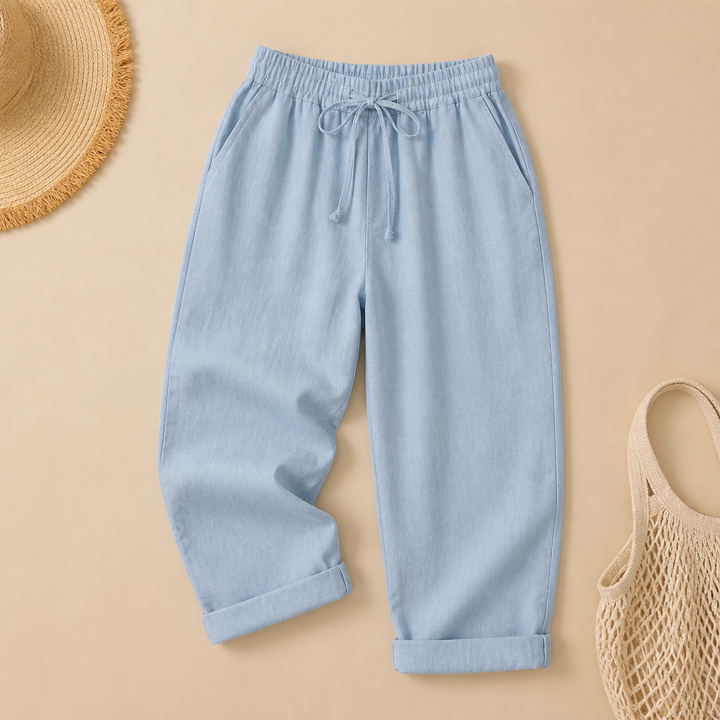 SenseLuxe – Airy Cotton-Linen Capri Pants Featuring Rolled Cuffs | ribuella