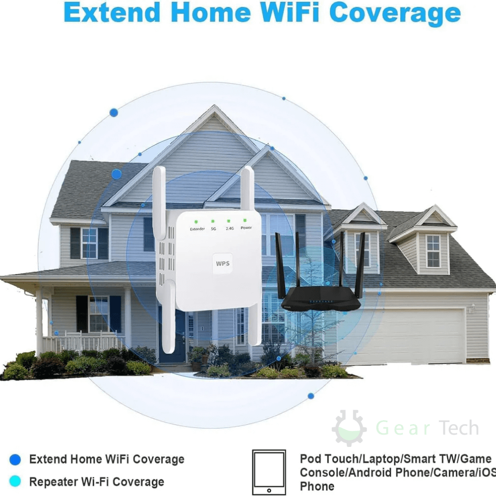Dual Band WiFi Range Extender Compact Wireless Signal Booster