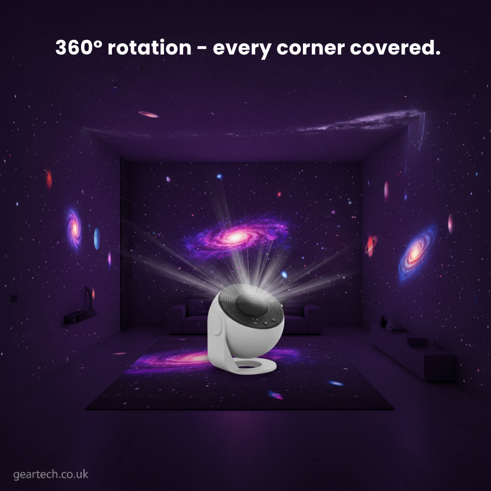 360°-Galaxy-Projektor mit Sternehimmel, rotierend, Nachttlichtszene mit Sternen und Nebeln, mehrere Filzscheiben