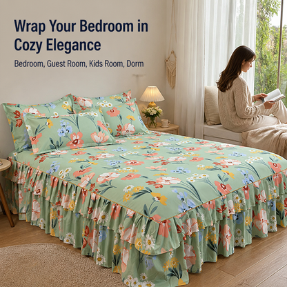 Three-Piece Ruffled Bedding Set - Wrap Your Bedroom in Cozy Elegance and Effortless Charm | ribuella