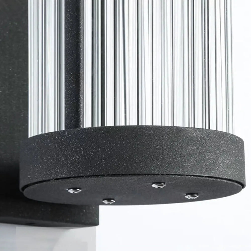 Aplică de exterior Yoru din metal și sticlă neagră, semicilindrică