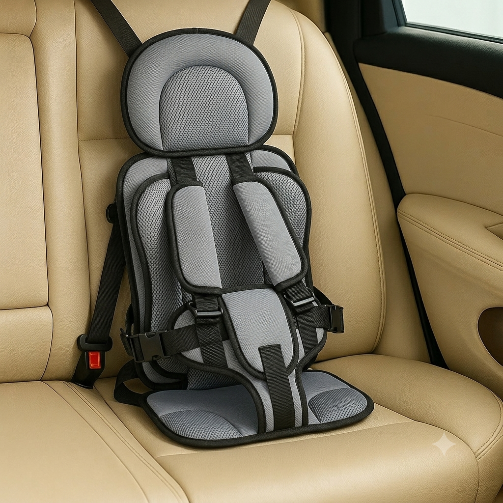 Portable Compact Kids Travel Booster Seat Adjustable Safety Belt