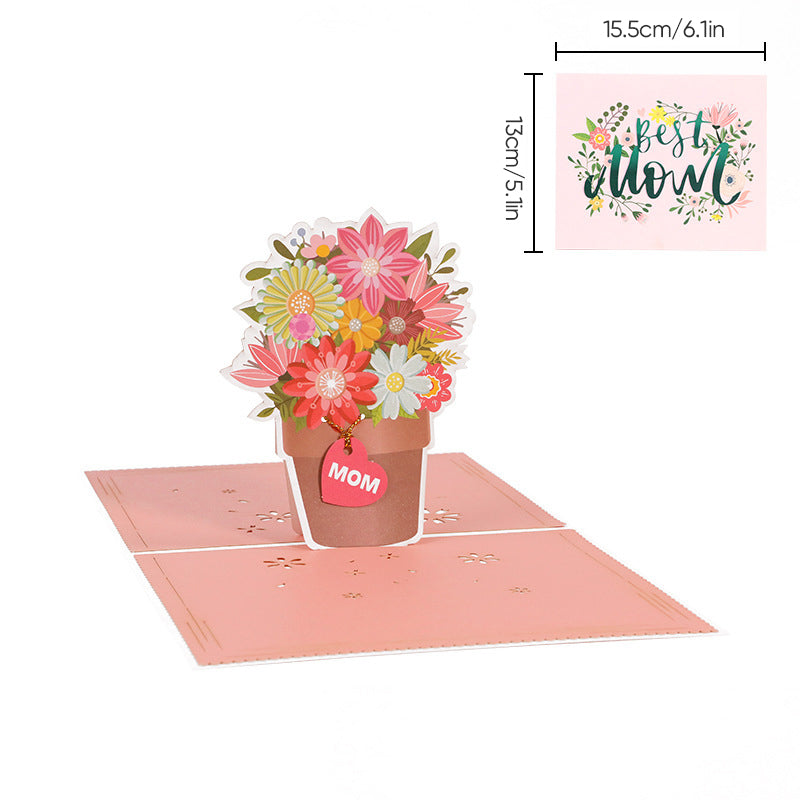 3D-pop-up-kort till mors dag med blommotiv, minnessak och detaljerad blommande design