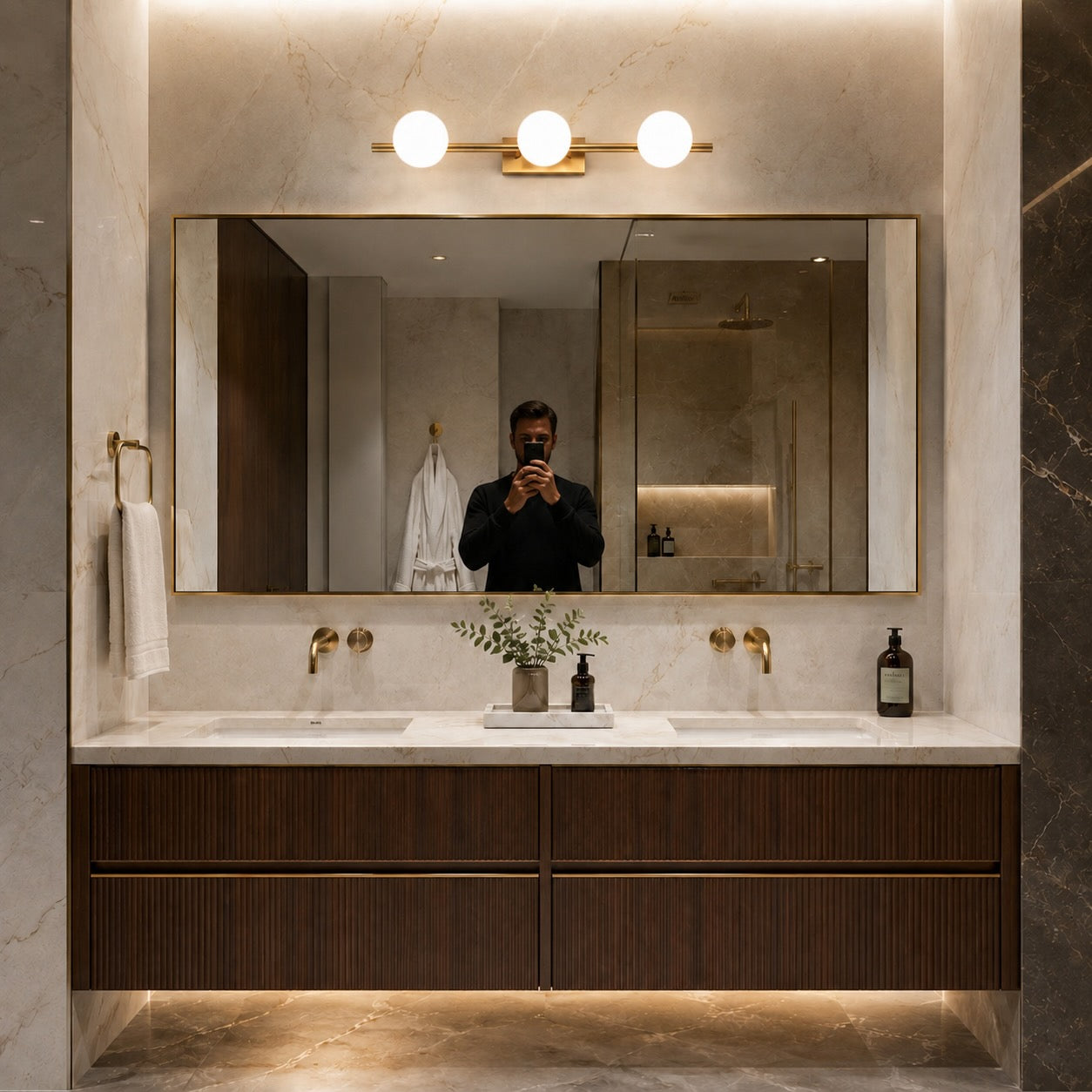 Modern LED Bathroom Vanity Light Bar Wall Mounted Copper with Adjustable Color Temperature | ribuella