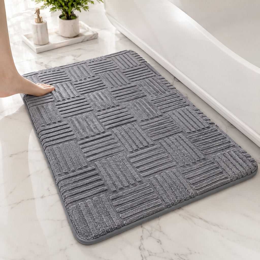 Modern Non-Slip Bath Mat Thick Microfibre Water-Resistant Bathroom Rug for Enhanced Safety | ribuella