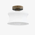French Bauhaus Glass Flush Mount Ceiling Light 20 Cm Diameter Chrome Canopy
