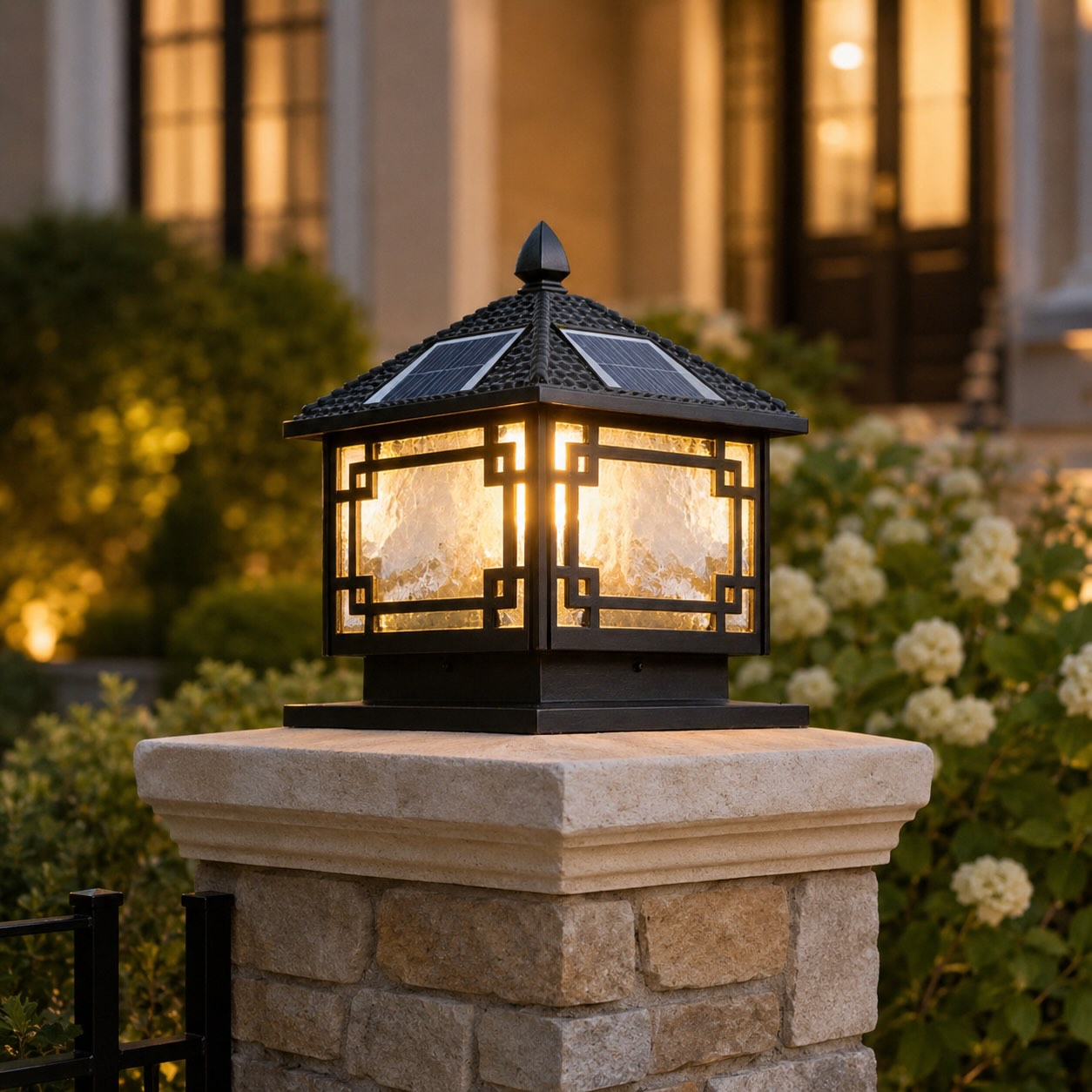 Solar Garden Lights European Style Outdoor Pillar Light Waterproof Aluminum Adjustable IP54 | ribuella