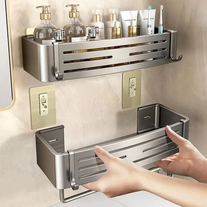 Self-Adhesive Aluminum Shelf Organizer for Bathroom Storage | ribuella