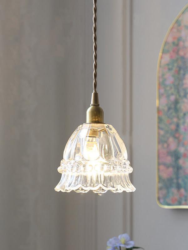 Glass Jellyfish Pendant Light M38, French Pastoral, Compact