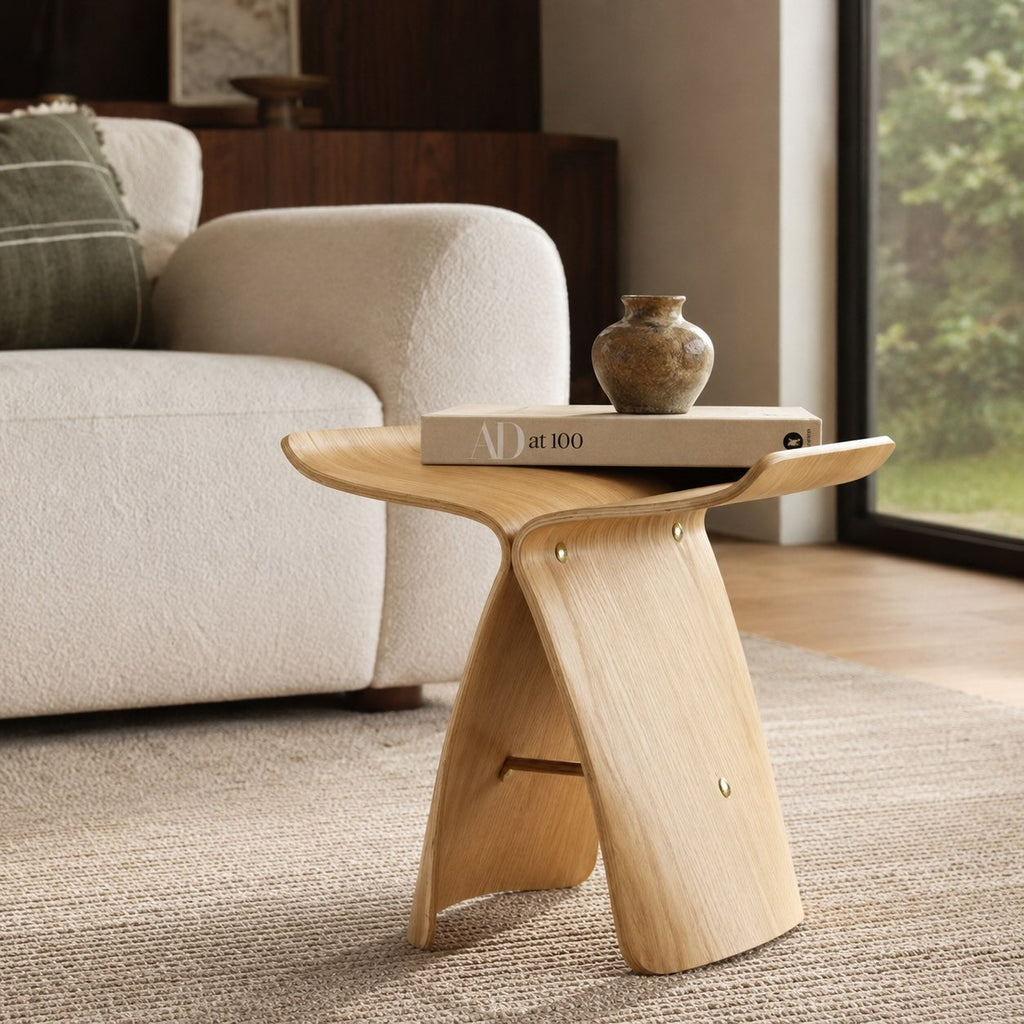 Modern Scandinavian Coffee Table Bench Wood-Based with Stainless Steel Legs Adjustable Design | ribuella
