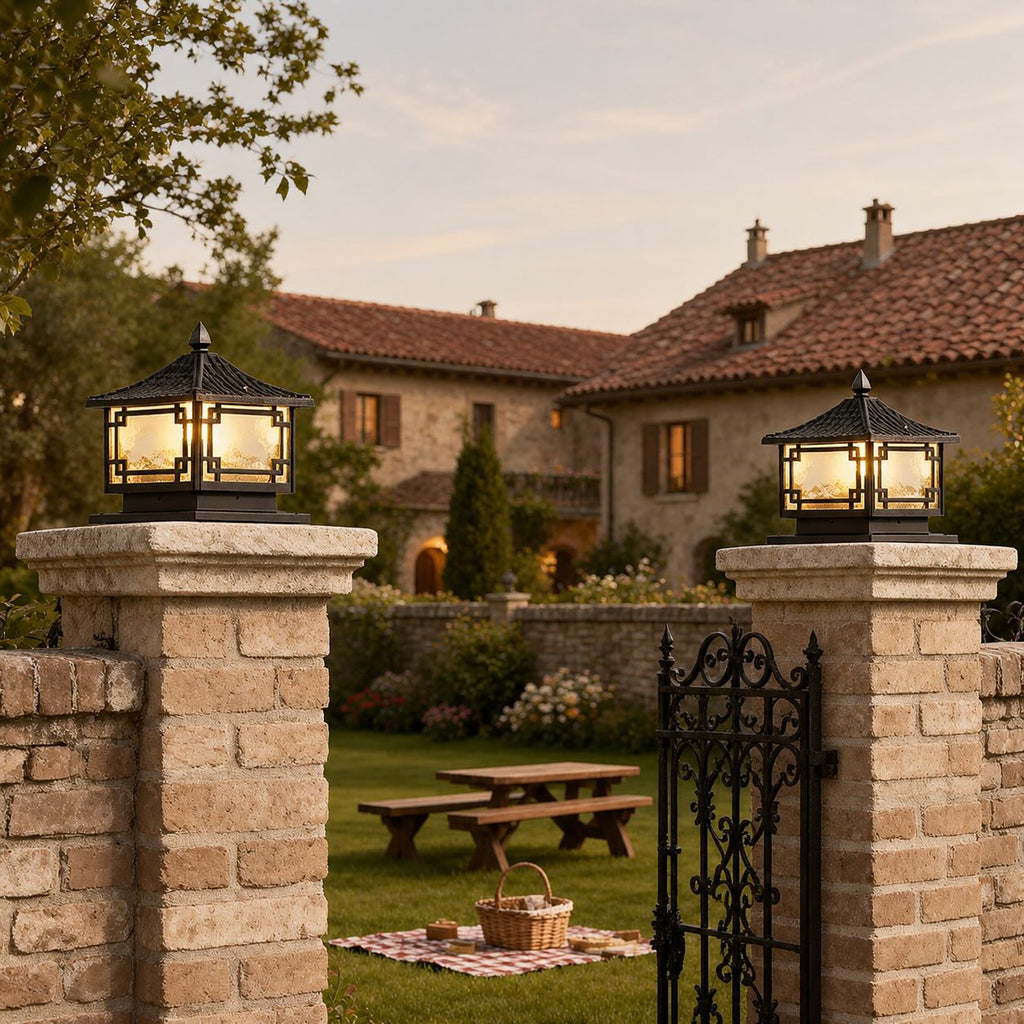Solar Garden Lights European Style Outdoor Pillar Light Waterproof Aluminum Adjustable IP54 | ribuella