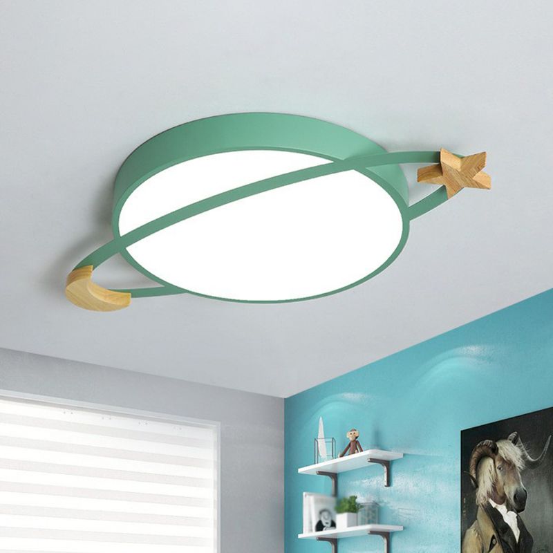 Arisha Round Flush Mount Ceiling Light, Modern Grey White Green