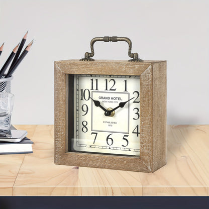 TimberNest - Charming Wooden Shelf Clock with Glass Shield | ribuella