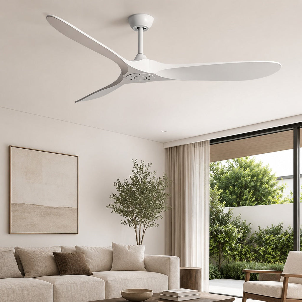 Modern Black Ceiling Fan Flush Mount Metal 6-Speed DC Motor Remote Control Energy Efficient | ribuella