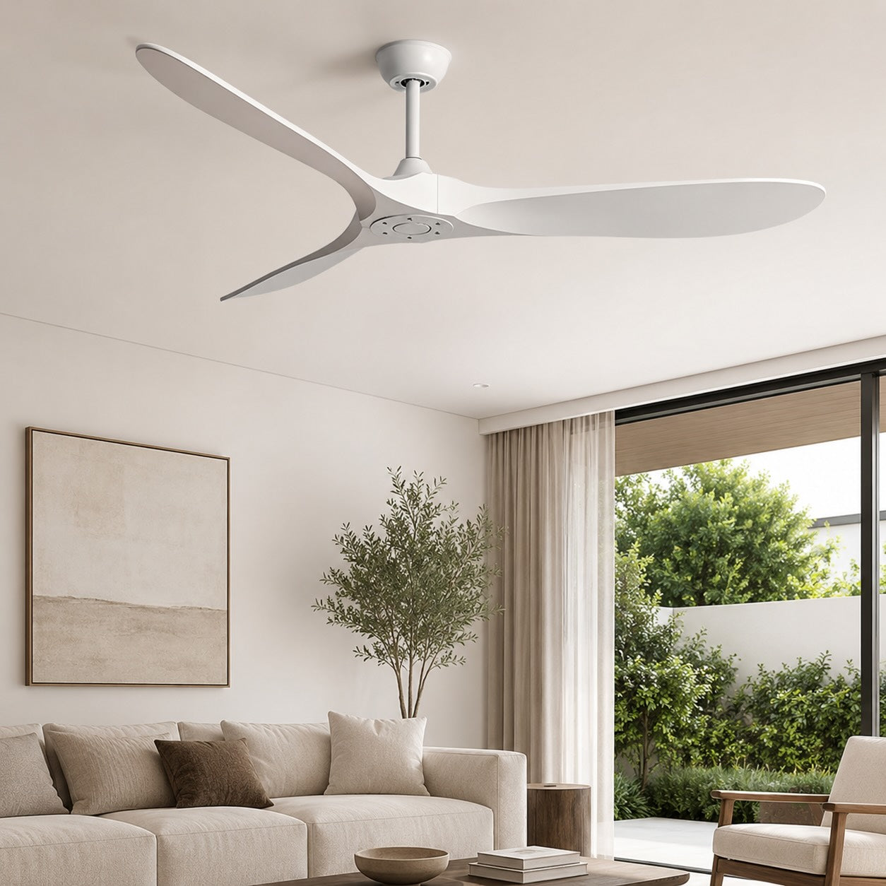 Modern Black Ceiling Fan Flush Mount Metal 6-Speed DC Motor Remote Control Energy Efficient | ribuella