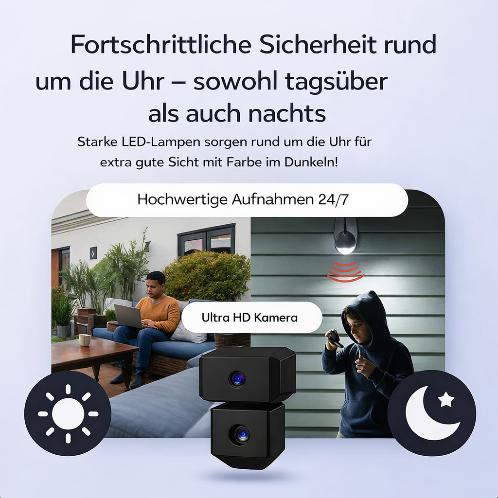 Beveiligingscamera - Ultra HD 4K-infraroodnachtzicht - Werkt op batterijen - SafeCam Pro | ribuella