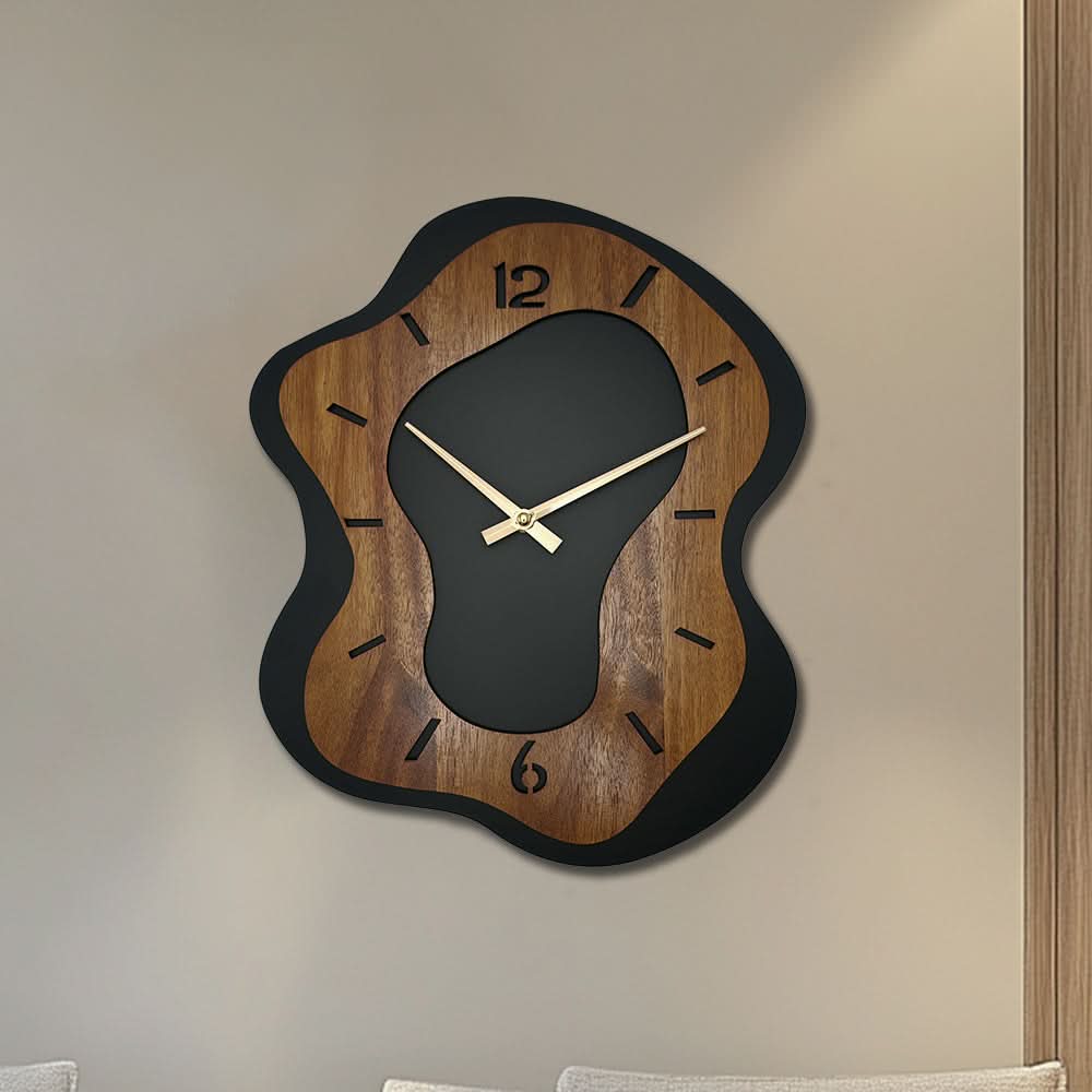 Unique Wooden Wall Clock with Irregular Design and Battery Operated | ribuella