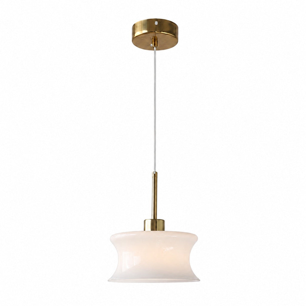 French Retro Glass Pendant Light, Compact Hourglass Shade, Slim Suspension