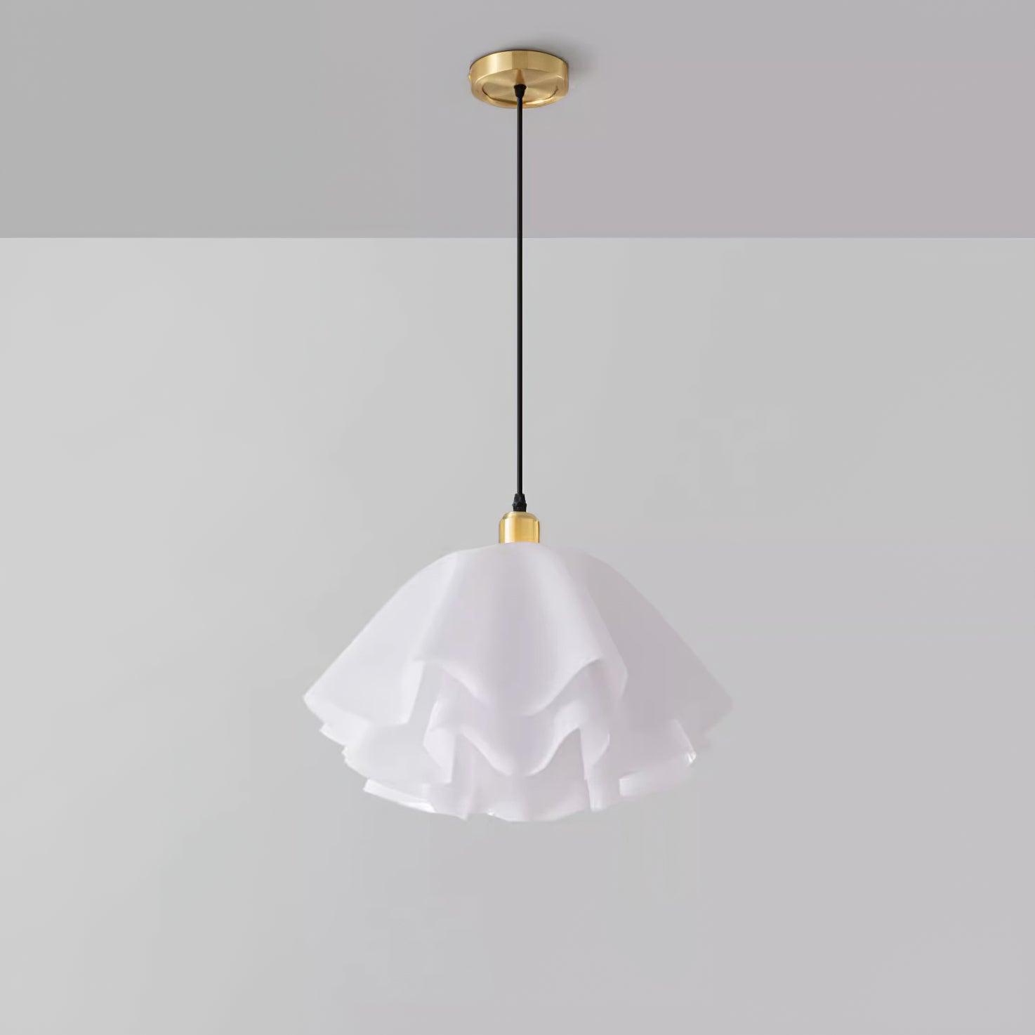 Gailon Pleated Pendant Lamp, Brass And White Finish, 30 Cm And 40 Cm Sizes