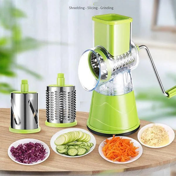 Rallador giratorio de verduras - Cuchillas de tambor para triturar - Base de succión estable antideslizante - SliceCraft | ribuella