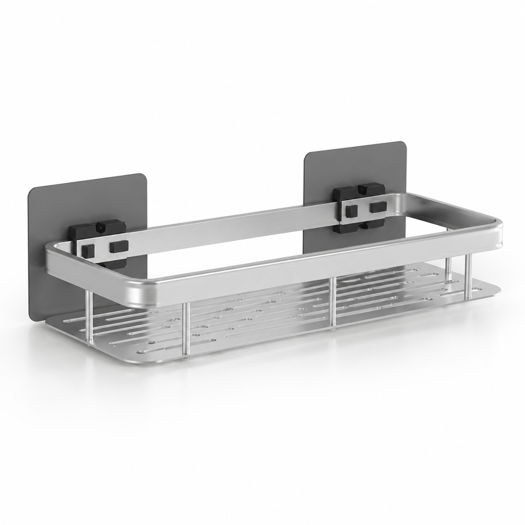 Self-Adhesive Drill-Free Stainless Steel Bathroom Wall Shelf (Holds 11 lb) | ribuella
