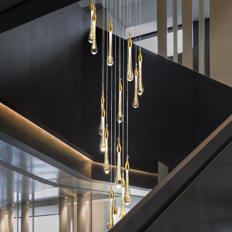 Valentina Modern Teardrop Crystal Chandelier, Gold - Neutralighting
