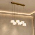 Modern Alabaster Box Pendant Light Hanging Fixture with LED Compatibility and Adjustable Height | ribuella