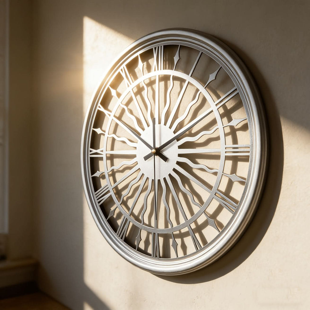 Horloge murale analogique ronde et silencieuse en fer forgé 3D | ribuella